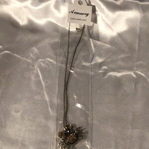 Gold and Silver Crab Pendant Necklace
